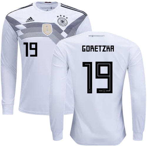 Germany #19 Goretzka White Home Long Sleeves Soccer Country Jersey